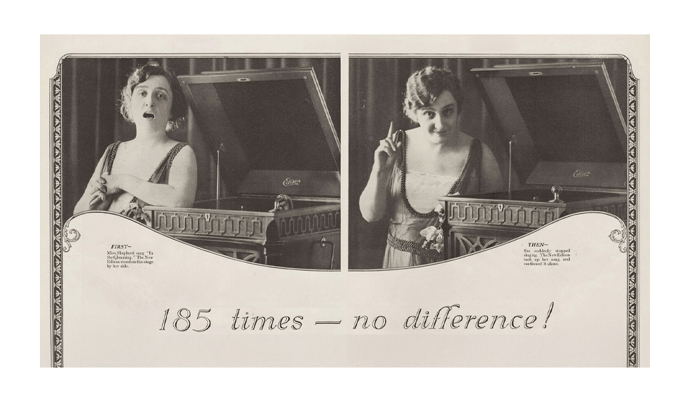 The Edison Tone Test | Betsy Lane Shepard | Events for “The New Edison Phonograph.” Resized ad 1920.
